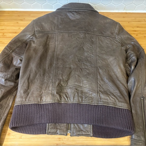 Danier Brown Leather Jacket with Paisley Lining - Picture 2 of 4